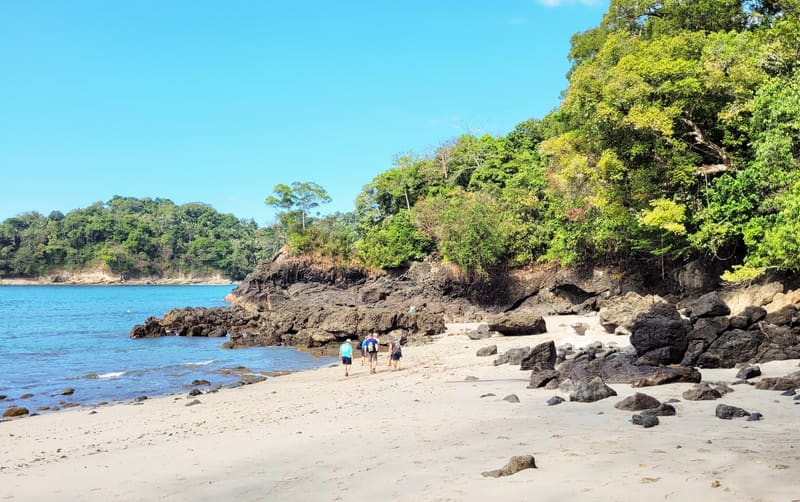 Von Wald umrahmter Strand im Manuel-Antonio-Nationalpark an Costa Ricas zentraler Pazifikküste